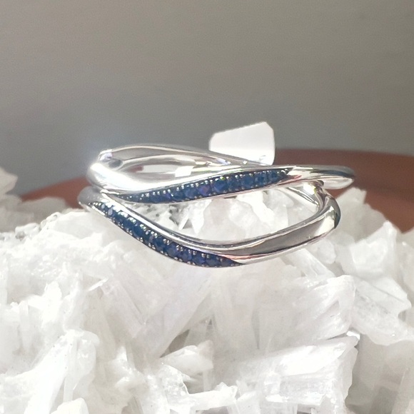 NWT Judith Ripka Nova Large Pave Blue Sapphire Hoops - Picture 2 of 15